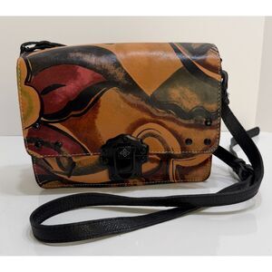 Patricia Nash Ferrara Frame Milano Graffiti Painted Leather Shoulder Bag EUC